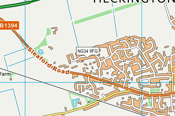 NG34 9FG map - OS VectorMap District (Ordnance Survey)