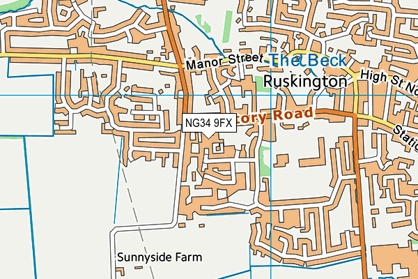 NG34 9FX map - OS VectorMap District (Ordnance Survey)