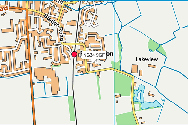 NG34 9GF map - OS VectorMap District (Ordnance Survey)