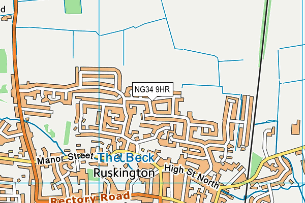NG34 9HR map - OS VectorMap District (Ordnance Survey)