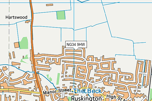 NG34 9HW map - OS VectorMap District (Ordnance Survey)
