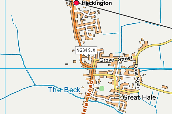 NG34 9JX map - OS VectorMap District (Ordnance Survey)