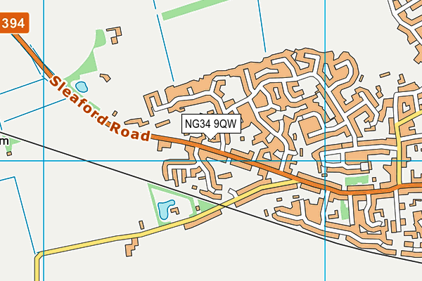 NG34 9QW map - OS VectorMap District (Ordnance Survey)