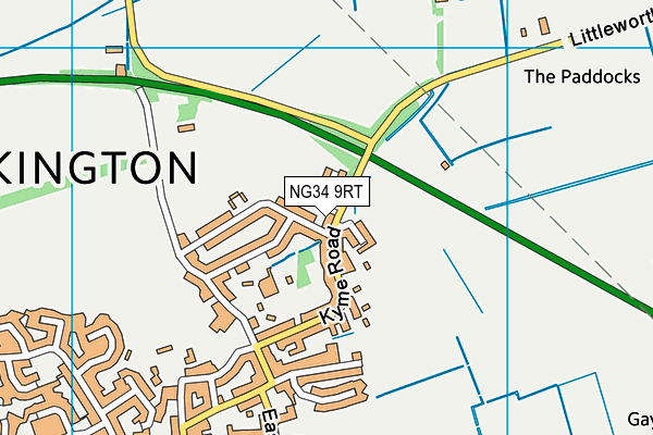 NG34 9RT map - OS VectorMap District (Ordnance Survey)