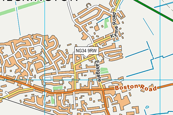 NG34 9RW map - OS VectorMap District (Ordnance Survey)