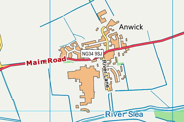 NG34 9SJ map - OS VectorMap District (Ordnance Survey)