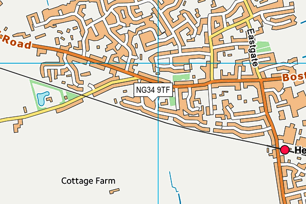 NG34 9TF map - OS VectorMap District (Ordnance Survey)