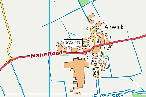 NG34 9TU map - OS VectorMap District (Ordnance Survey)