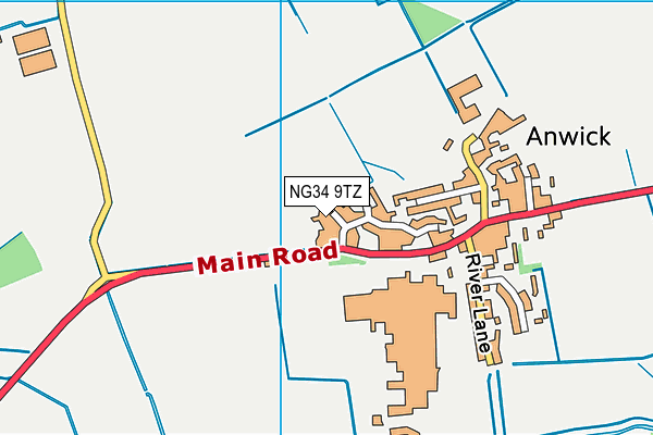 NG34 9TZ map - OS VectorMap District (Ordnance Survey)