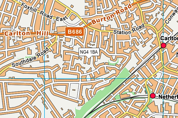 NG4 1BA map - OS VectorMap District (Ordnance Survey)