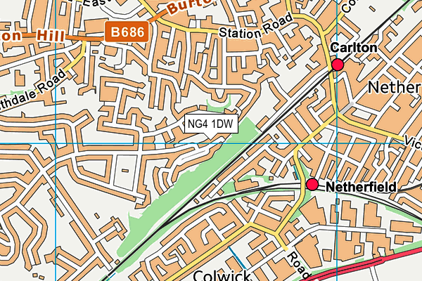 NG4 1DW map - OS VectorMap District (Ordnance Survey)