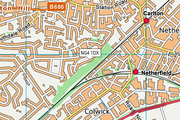 NG4 1DX map - OS VectorMap District (Ordnance Survey)