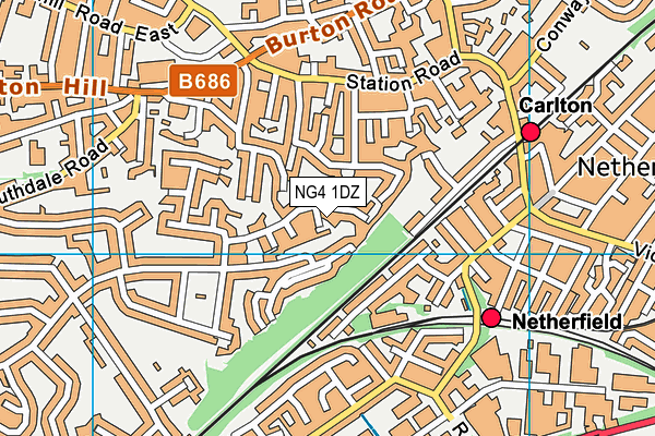 NG4 1DZ map - OS VectorMap District (Ordnance Survey)