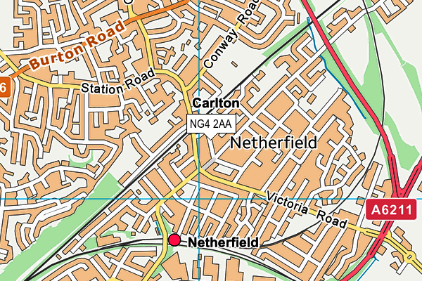 NG4 2AA map - OS VectorMap District (Ordnance Survey)