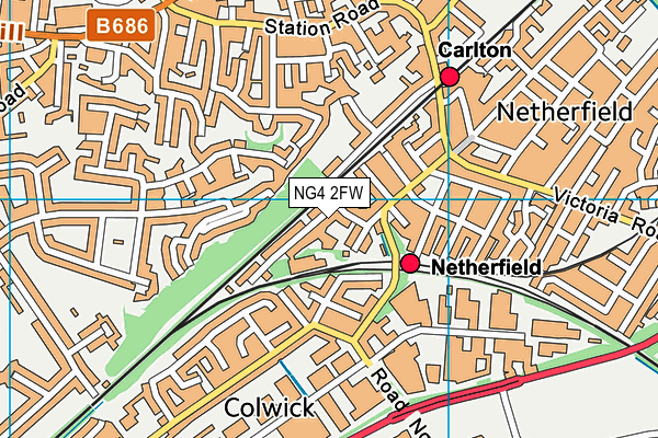 NG4 2FW map - OS VectorMap District (Ordnance Survey)