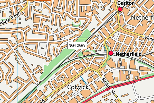 NG4 2GW map - OS VectorMap District (Ordnance Survey)