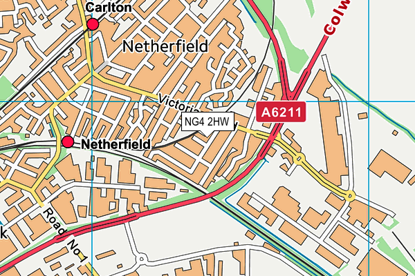 NG4 2HW map - OS VectorMap District (Ordnance Survey)