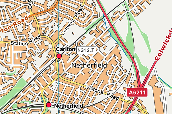 NG4 2LT map - OS VectorMap District (Ordnance Survey)