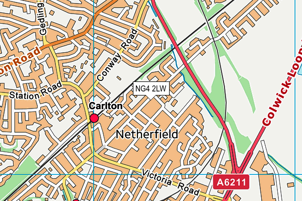 NG4 2LW map - OS VectorMap District (Ordnance Survey)