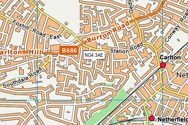 NG4 3AE map - OS VectorMap District (Ordnance Survey)