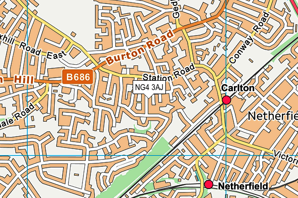 NG4 3AJ map - OS VectorMap District (Ordnance Survey)