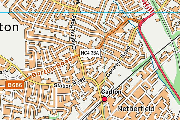 NG4 3BA map - OS VectorMap District (Ordnance Survey)