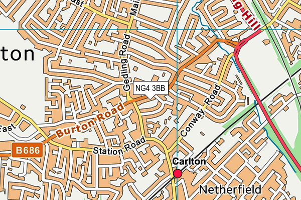 NG4 3BB map - OS VectorMap District (Ordnance Survey)