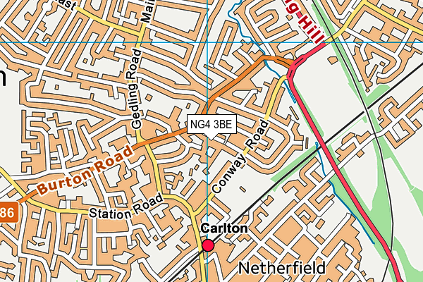 NG4 3BE map - OS VectorMap District (Ordnance Survey)