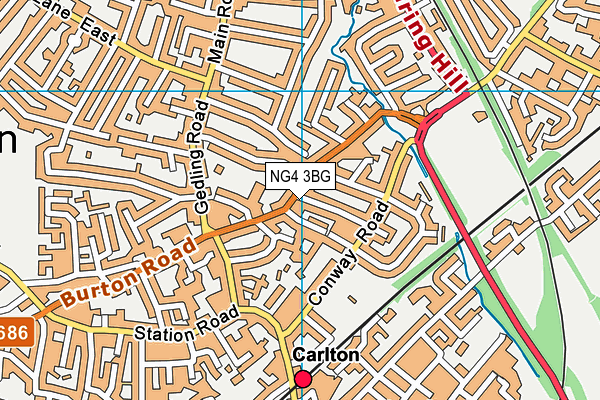 NG4 3BG map - OS VectorMap District (Ordnance Survey)