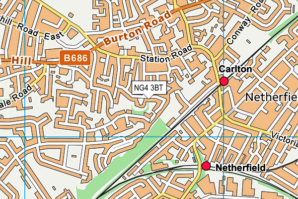 NG4 3BT map - OS VectorMap District (Ordnance Survey)