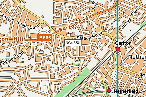 NG4 3BU map - OS VectorMap District (Ordnance Survey)