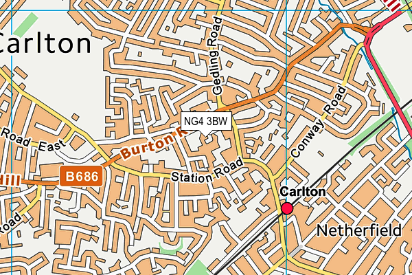 NG4 3BW map - OS VectorMap District (Ordnance Survey)