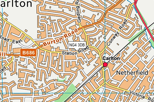 NG4 3DB map - OS VectorMap District (Ordnance Survey)