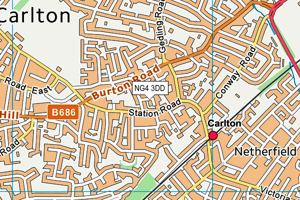 NG4 3DD map - OS VectorMap District (Ordnance Survey)