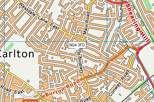 NG4 3FD map - OS VectorMap District (Ordnance Survey)