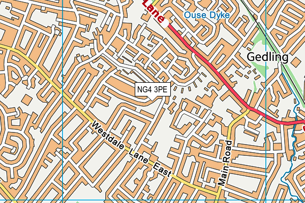 NG4 3PE map - OS VectorMap District (Ordnance Survey)