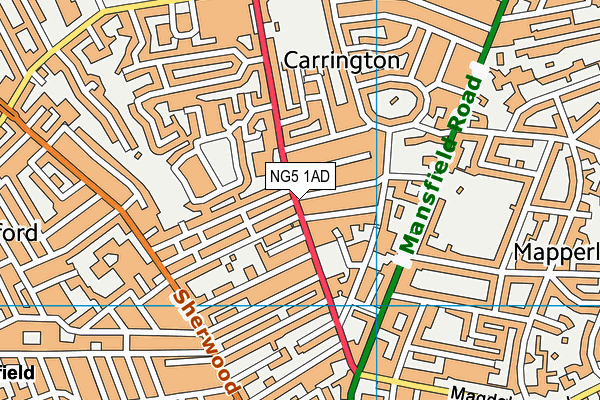 NG5 1AD map - OS VectorMap District (Ordnance Survey)