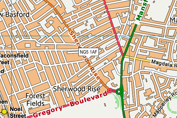 NG5 1AF map - OS VectorMap District (Ordnance Survey)