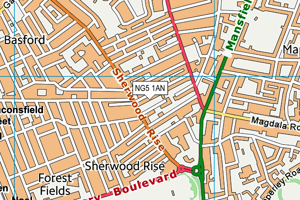 NG5 1AN map - OS VectorMap District (Ordnance Survey)