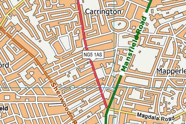 NG5 1AS map - OS VectorMap District (Ordnance Survey)