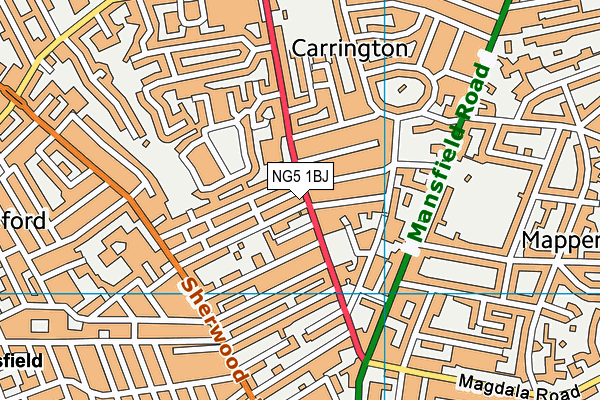 NG5 1BJ map - OS VectorMap District (Ordnance Survey)