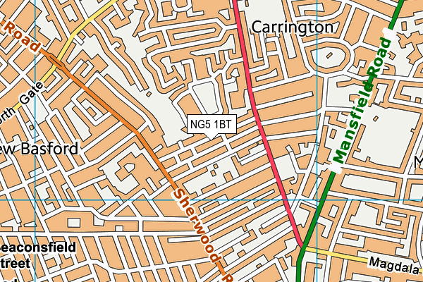 NG5 1BT map - OS VectorMap District (Ordnance Survey)