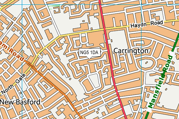 NG5 1DA map - OS VectorMap District (Ordnance Survey)