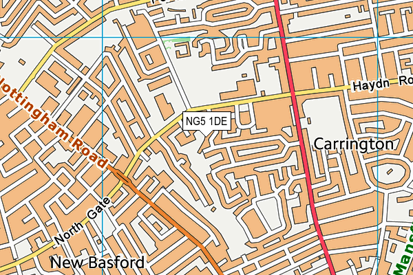 NG5 1DE map - OS VectorMap District (Ordnance Survey)