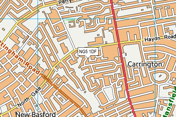 NG5 1DF map - OS VectorMap District (Ordnance Survey)