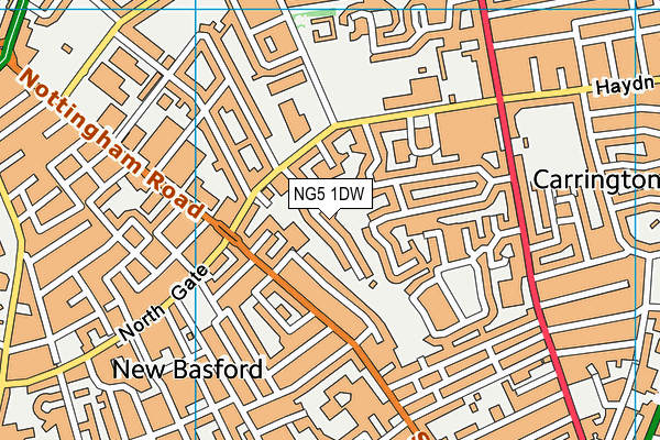 NG5 1DW map - OS VectorMap District (Ordnance Survey)