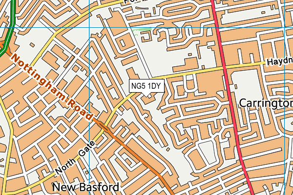 NG5 1DY map - OS VectorMap District (Ordnance Survey)