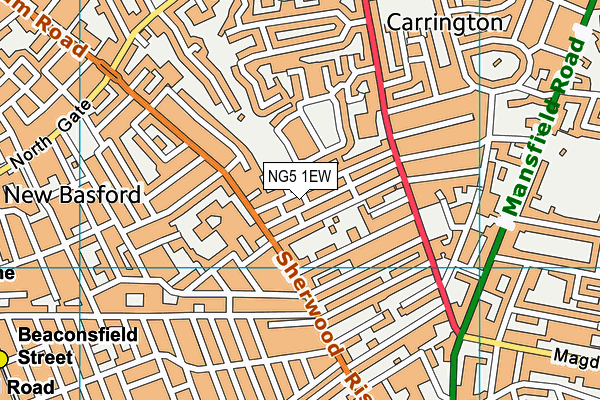 NG5 1EW map - OS VectorMap District (Ordnance Survey)