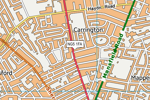 NG5 1FA map - OS VectorMap District (Ordnance Survey)