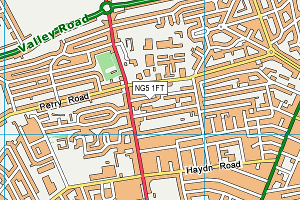 NG5 1FT map - OS VectorMap District (Ordnance Survey)